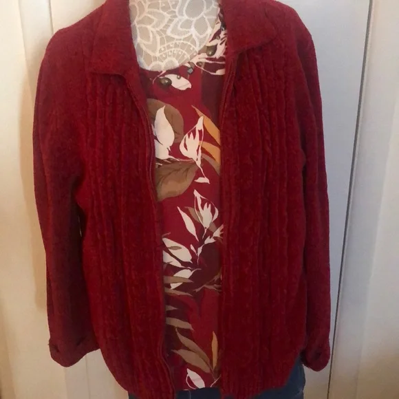 Ensemble Taille M Alfred Dunner – Pull Et Haut En Une Pièce – Motif Animal Marron – Occasion